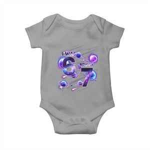 Funny Galaxy Space Birthday Baby Onesie I Was Six Now I Am Seven TS12 Sport Gray Print Your Wear