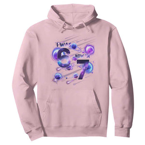 Funny Galaxy Space Birthday Hoodie I Was Six Now I Am Seven TS12 Light Pink Print Your Wear