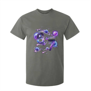Funny Galaxy Space Birthday T Shirt For Kid I Was Six Now I Am Seven TS12 Military Green Print Your Wear