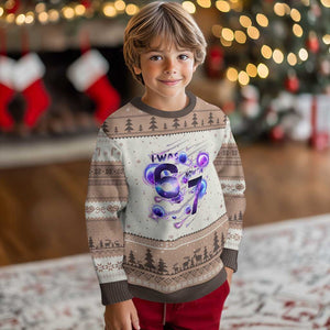 Funny Galaxy Space Birthday Ugly Christmas Sweater I Was Six Now I Am Seven TS12 Mocha Mousse Print Your Wear