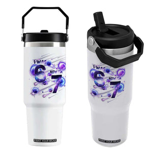 Funny Galaxy Space Birthday Flip Straw Tumbler I Was Six Now I Am Seven TS12 One Size: 30 oz White Print Your Wear