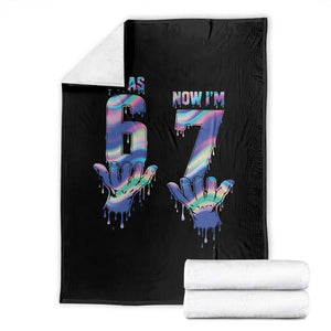 Funny I Was 6 Now I Am 7 Throw Blanket Iridescent Effect Printed Kids Birthday TS12 Black Print Your Wear