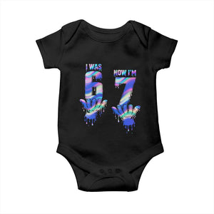 Funny I Was 6 Now I Am 7 Baby Onesie Iridescent Effect Printed Kids Birthday TS12 Black Print Your Wear