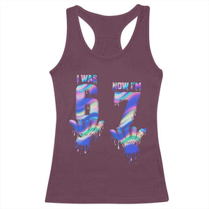 Funny I Was 6 Now I Am 7 Racerback Tank Top Iridescent Effect Printed Kids Birthday TS12 Maroon Print Your Wear