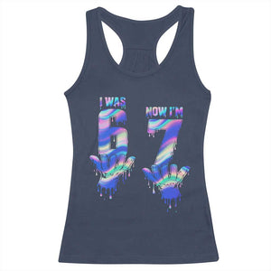 Funny I Was 6 Now I Am 7 Racerback Tank Top Iridescent Effect Printed Kids Birthday TS12 Navy Print Your Wear