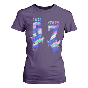 Funny I Was 6 Now I Am 7 T Shirt For Women Iridescent Effect Printed Kids Birthday TS12 Purple Print Your Wear