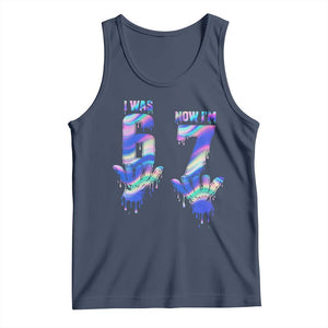 Funny I Was 6 Now I Am 7 Tank Top Iridescent Effect Printed Kids Birthday TS12 Navy Print Your Wear