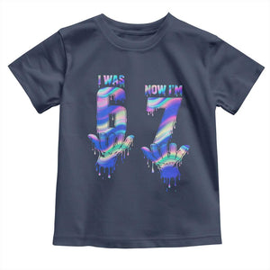 Funny I Was 6 Now I Am 7 Toddler T Shirt Iridescent Effect Printed Kids Birthday TS12 Navy Print Your Wear