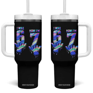 Funny I Was 6 Now I Am 7 Tumbler With Handle Iridescent Effect Printed Kids Birthday TS12 One Size: 40 oz Black Print Your Wear
