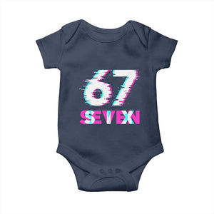 Glitch Optical Illusion Six Seven Meme Baby Onesie Gen Alpha Slang Gift TS12 Navy Print Your Wear