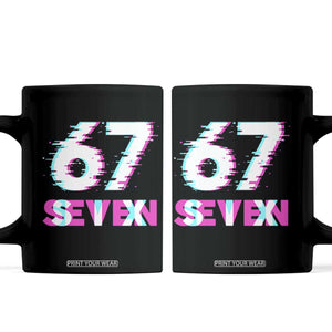 Glitch Optical Illusion Six Seven Meme Coffee Mug Gen Alpha Slang Gift TS12 Black Print Your Wear