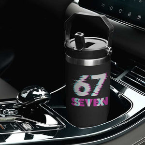 Glitch Optical Illusion Six Seven Meme Flip Straw Tumbler Gen Alpha Slang Gift TS12 Print Your Wear