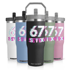 Glitch Optical Illusion Six Seven Meme Flip Straw Tumbler Gen Alpha Slang Gift TS12 Print Your Wear