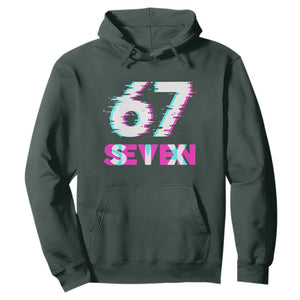 Glitch Optical Illusion Six Seven Meme Hoodie Gen Alpha Slang Gift TS12 Dark Forest Green Print Your Wear