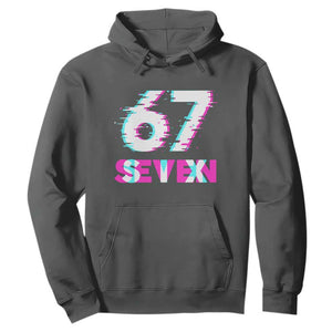 Glitch Optical Illusion Six Seven Meme Hoodie Gen Alpha Slang Gift TS12 Dark Heather Print Your Wear