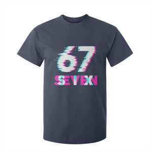 Glitch Optical Illusion Six Seven Meme T Shirt For Kid Gen Alpha Slang Gift TS12 Navy Print Your Wear