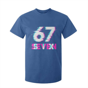 Glitch Optical Illusion Six Seven Meme T Shirt For Kid Gen Alpha Slang Gift TS12 Royal Blue Print Your Wear