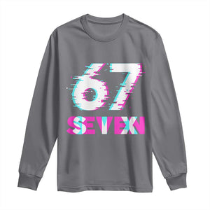 Glitch Optical Illusion Six Seven Meme Long Sleeve Shirt Gen Alpha Slang Gift TS12 Charcoal Print Your Wear