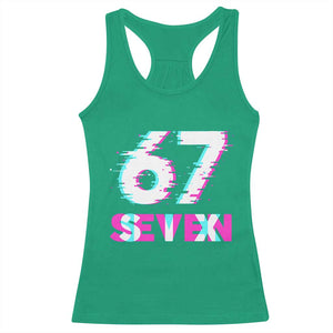 Glitch Optical Illusion Six Seven Meme Racerback Tank Top Gen Alpha Slang Gift TS12 Irish Green Print Your Wear