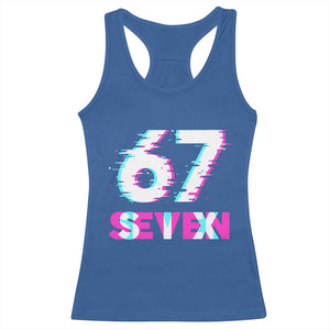 Glitch Optical Illusion Six Seven Meme Racerback Tank Top Gen Alpha Slang Gift TS12 Royal Blue Print Your Wear