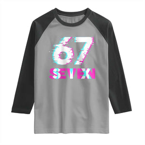 Glitch Optical Illusion Six Seven Meme Raglan Shirt Gen Alpha Slang Gift TS12 Sport Gray Black Print Your Wear