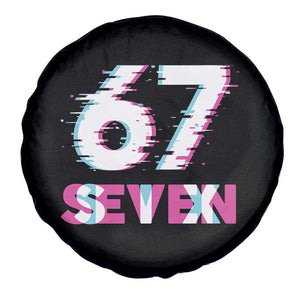 Glitch Optical Illusion Six Seven Meme Spare Tire Cover Gen Alpha Slang Gift TS12 Print Your Wear