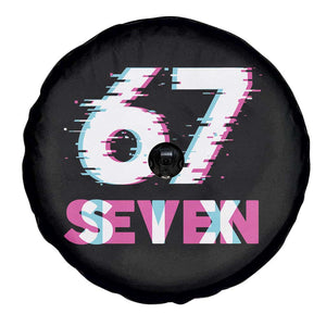 Glitch Optical Illusion Six Seven Meme Spare Tire Cover Gen Alpha Slang Gift TS12 Print Your Wear