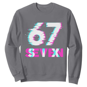Glitch Optical Illusion Six Seven Meme Sweatshirt Gen Alpha Slang Gift TS12 Charcoal Print Your Wear