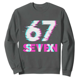 Glitch Optical Illusion Six Seven Meme Sweatshirt Gen Alpha Slang Gift TS12 Dark Heather Print Your Wear