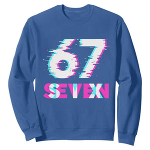 Glitch Optical Illusion Six Seven Meme Sweatshirt Gen Alpha Slang Gift TS12 Royal Blue Print Your Wear