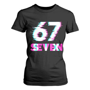 Glitch Optical Illusion Six Seven Meme T Shirt For Women Gen Alpha Slang Gift TS12 Black Print Your Wear