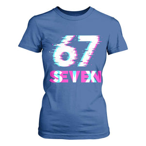 Glitch Optical Illusion Six Seven Meme T Shirt For Women Gen Alpha Slang Gift TS12 Royal Blue Print Your Wear