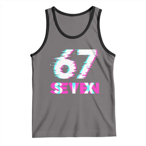 Glitch Optical Illusion Six Seven Meme Tank Top Gen Alpha Slang Gift TS12 Deep Heather Black Print Your Wear