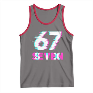 Glitch Optical Illusion Six Seven Meme Tank Top Gen Alpha Slang Gift TS12 Deep Heather Red Print Your Wear