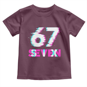 Glitch Optical Illusion Six Seven Meme Toddler T Shirt Gen Alpha Slang Gift TS12 Maroon Print Your Wear