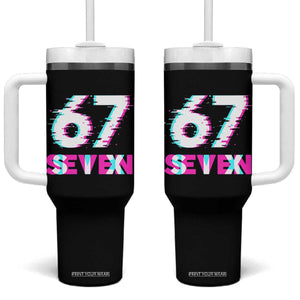 Glitch Optical Illusion Six Seven Meme Tumbler With Handle Gen Alpha Slang Gift TS12 One Size: 40 oz Black Print Your Wear