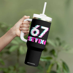 Glitch Optical Illusion Six Seven Meme Tumbler With Handle Gen Alpha Slang Gift TS12 Print Your Wear