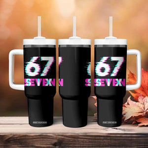 Glitch Optical Illusion Six Seven Meme Tumbler With Handle Gen Alpha Slang Gift TS12 Print Your Wear