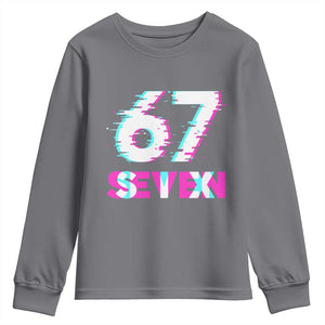Glitch Optical Illusion Six Seven Meme Youth Sweatshirt Gen Alpha Slang Gift TS12 Charcoal Print Your Wear