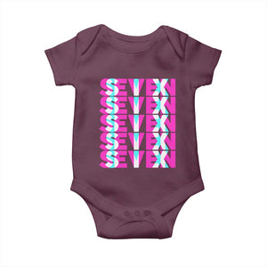 Six Seven Glitch Optical Illusion Meme Baby Onesie Funny Gen Z Alpha Gift TS12 Maroon Print Your Wear