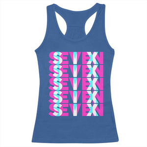 Six Seven Glitch Optical Illusion Meme Racerback Tank Top Funny Gen Z Alpha Gift TS12 Royal Blue Print Your Wear