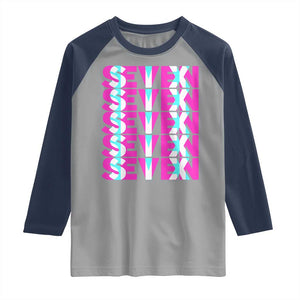 Six Seven Glitch Optical Illusion Meme Raglan Shirt Funny Gen Z Alpha Gift TS12 Sport Gray Navy Print Your Wear