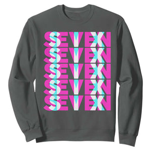 Six Seven Glitch Optical Illusion Meme Sweatshirt Funny Gen Z Alpha Gift TS12 Dark Heather Print Your Wear