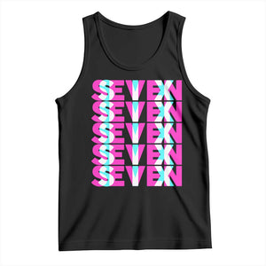 Six Seven Glitch Optical Illusion Meme Tank Top Funny Gen Z Alpha Gift TS12 Black Print Your Wear
