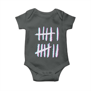 Tally Marks Six Seven Meme Baby Onesie Glitch Optical Illusion TS12 Dark Heather Print Your Wear