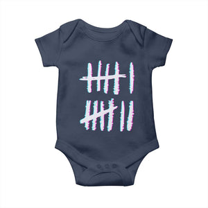 Tally Marks Six Seven Meme Baby Onesie Glitch Optical Illusion TS12 Navy Print Your Wear