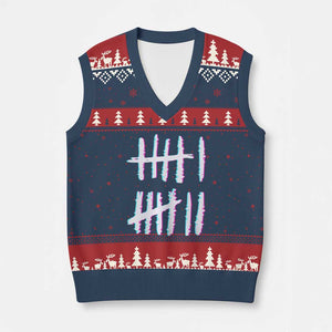 Tally Marks Six Seven Meme V-Neck Knit Sweater Vest Glitch Optical Illusion TS12 Navy Red Print Your Wear
