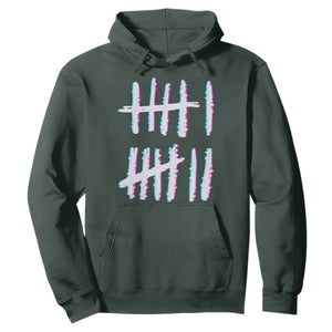 Tally Marks Six Seven Meme Hoodie Glitch Optical Illusion TS12 Dark Forest Green Print Your Wear