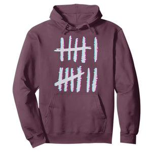 Tally Marks Six Seven Meme Hoodie Glitch Optical Illusion TS12 Maroon Print Your Wear