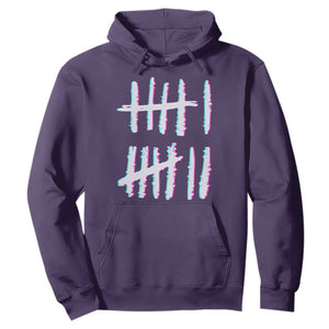 Tally Marks Six Seven Meme Hoodie Glitch Optical Illusion TS12 Purple Print Your Wear
